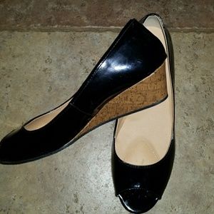 Black peep toe shoes size 10